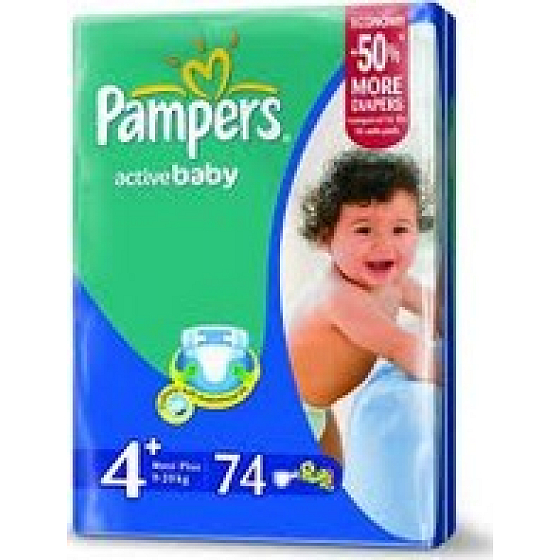 Pampers Active Baby 4 Maxi Plus 9-20 kg plienkové nohavičky 74 kusov