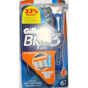 Gillette Blue 3 holítka 3břité pre mužov 4 + 2 kusy