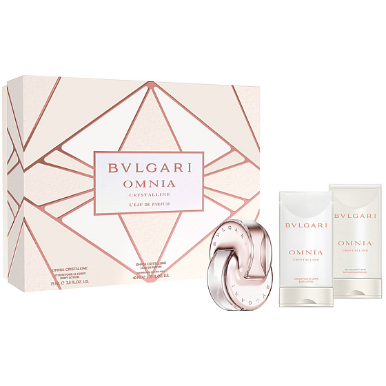 Bvlgari Omnia Crystalline Leau de Parfum toaletná voda 40 ml + telové mlieko 75 ml + sprchový gél 75 ml, pre ženy darčeková sada