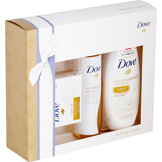 Dove Nourishing Care & Oil sprchový gél 250 ml + sprchový olej 200 ml + toaletné mydlo 100 g, kozmetická sada
