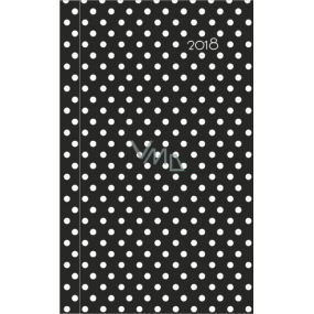 Albi Diár 2018 vreckový týždenný Čierny s bodkami 9,5 cm × 15,5 cm × 1,1 cm
