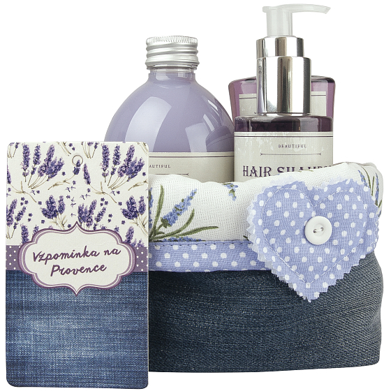 Bohemia Gifts Lavender La Provence Spomienka na Provence sprchový gél 250 ml + šampón 200 ml + pena do kúpeľa 500 ml + látkový košík, kozmetická sada