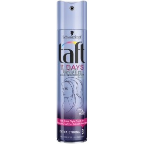 Taft 7 Days Anti-Frizz pre účes bez krepatenia extra silná fixácia 3 lak na vlasy 250 ml