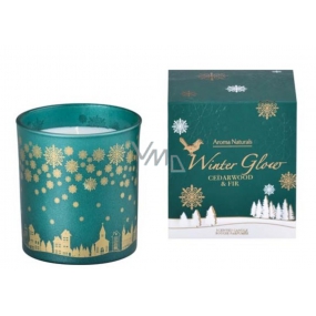 Arome Winter Glow Cedarwood & Fir sviečka vonná sklo zelená v darčekovej škatuľke 80 x 90 mm 500 g