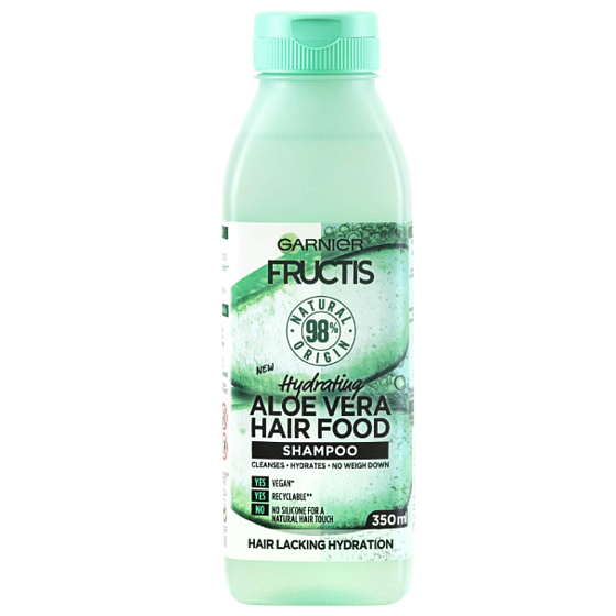 Garnier Fructis Hydrating Aloe Vera Hair Food hydratačný šampón pre normálne a suché vlasy 350 ml