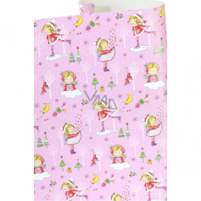 Zöwie Darčekový baliaci papier 70 x 200 cm Bambini pink - dievčatko na obláčiku, v korčuliach