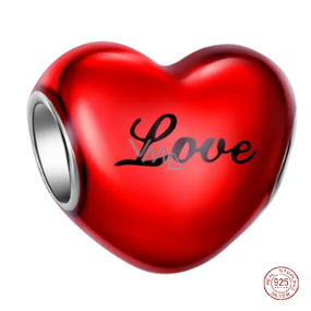 Prívesok Striebro 925 Červené srdce s nápisom Love, korálik na náramku Love