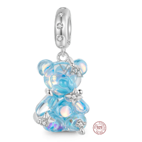 Charm Striebro 925 Medveď modrý fantastický sen, prívesok na náramok zviera