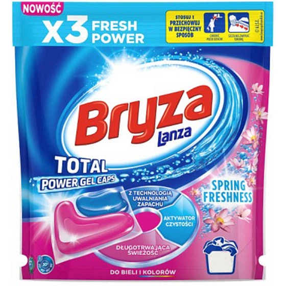 Lanza Spring Freshness Power gélové kapsule na pranie bieleho a farebného prádla 28 kusov