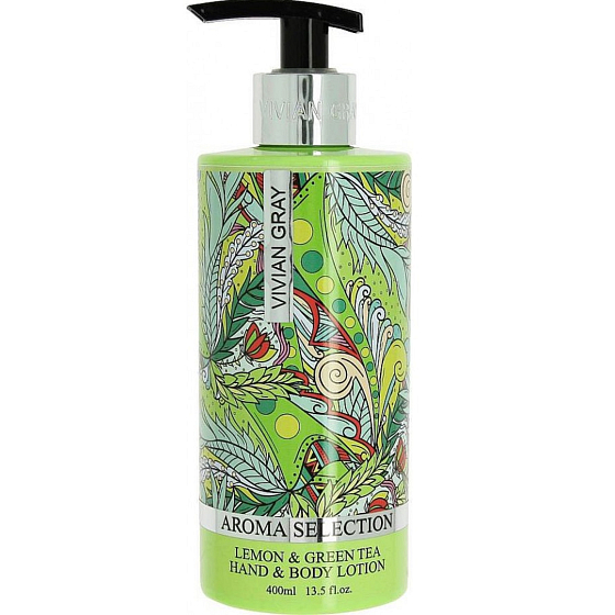 Vivian Gray Aroma Selection Lemon & Green Tea luxusné mlieko na ruky a telo s dávkovačom 400 ml
