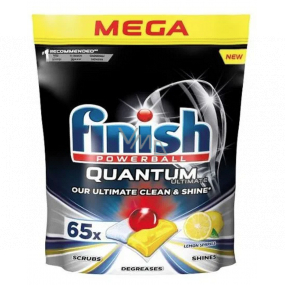 Finish Quantum Ultimate Lemon tablety do umývačky, chráni riadu a poháre, prináša oslnivú čistotu, lesk 65 kusov