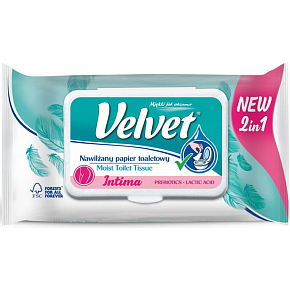 Velvet Intima 2v1 vlhčený toaletný papier, 42 ks