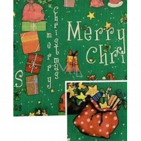 Nekupto Vianočný baliaci papier na darčeky 70 x 200 cm Zelený s nápisom Merry Christmas
