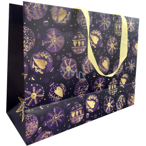 Nekupto Darčeková papierová taška s reliéfom 30 x 23 x 12 cm Vianočné fľaše fialová