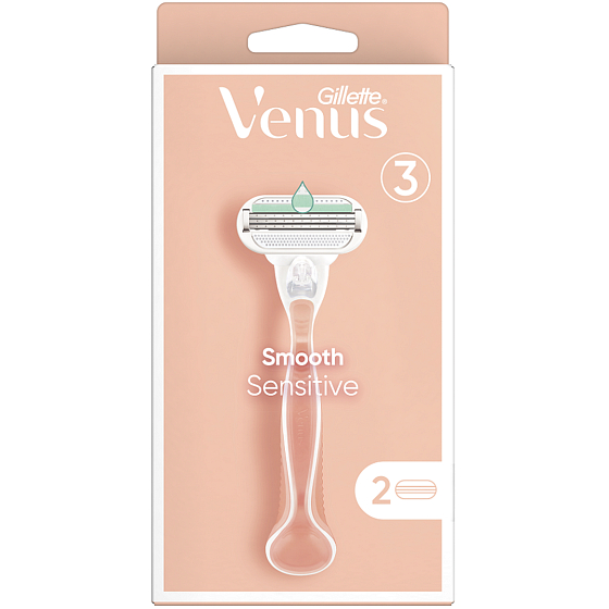 Gillette Venus Smooth Sensitive holiaci strojček s 3 čepieľkami + 2 náhradné hlavice pre ženy