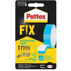 PATTEX Fix obojstranná extra silná lepiaca montážna páska, nosnosť 80 kg, 1,5 m × 19 mm