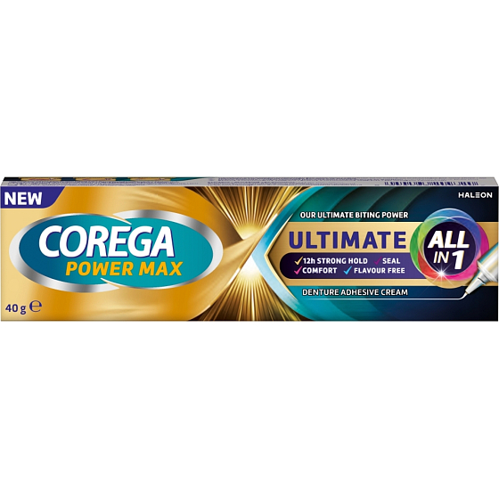 Corega Power Max Ultimate All in One krém na fixáciu zubných náhrad, 40 g