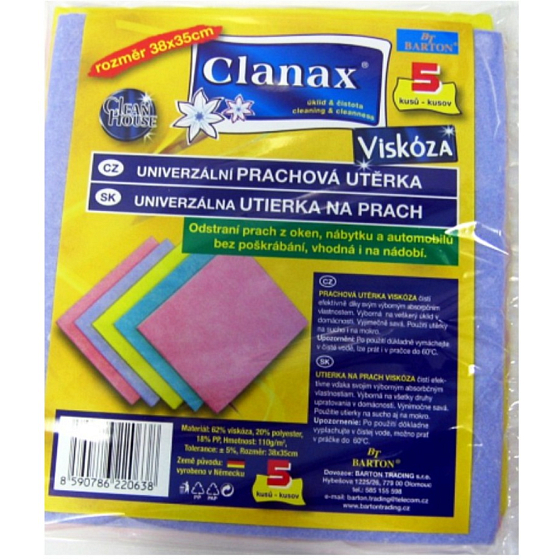 Clanax Univerzálna utierka viskóza netkaná 34x38 cm, 5 kusov