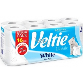 Veltie White toaletný papier biely 2 vrstvový 180 útržkov 16 rolí