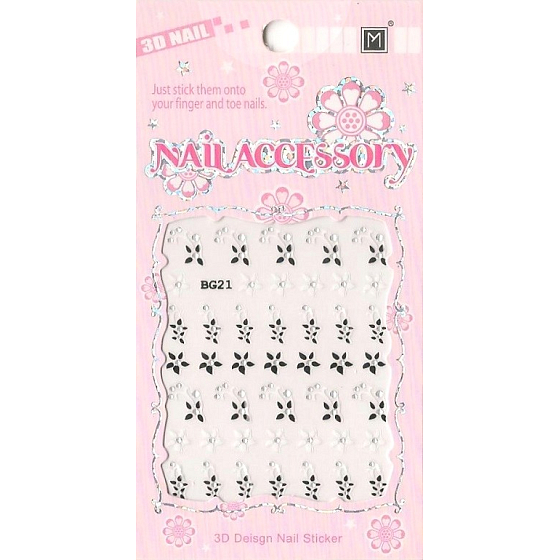 Nail Accessory 3D nálepky na nechty 1 aršík 10100 BG21