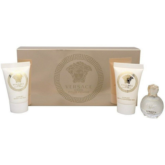 Versace Eros pour Femme toaletná voda pre ženy 5 ml + telové mlieko 25 ml + sprchový gél 25 ml, darčeková sada