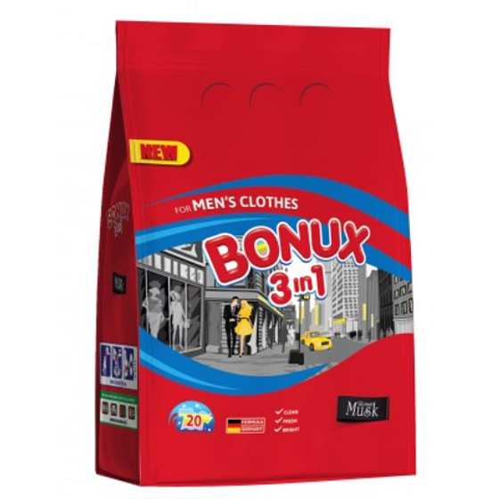 Bonux For Men Vibrant Musk 3v1 prací prášok pre mužov 20 dávok 1,5 kg