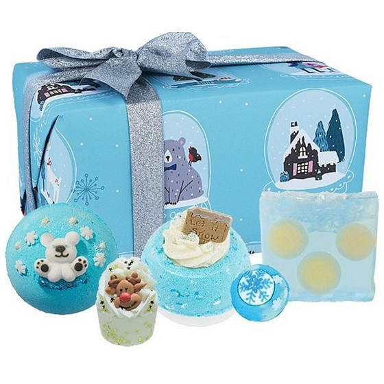 Bomb Cosmetics Shake Up Christmas šumivý balistik do kúpeľa 2 x 160 g + glycerínové mydlo 100 g + maslová gulička 30 g + špalíček do kúpeľa 50 g, kozmetická sada
