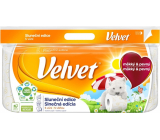 Velvet Sunshine edition jemný biely toaletný papier s kvetinovou potlačou a vôňou 3 vrstvy 8 ks