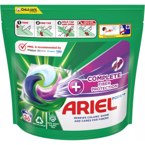 Ariel Pods+ Complete Care Fiber Protection gélové kapsuly na farebnú bielizeň 36 kusov 907,2 g