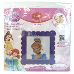 D&M Disney vyšívanie Popoluška, kreatívna sada 20 x 20 cm, odporúčaný vek 7+