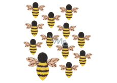 Drevená včela s lepidlom 4 cm, 12 kusov vo vrecku