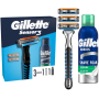 Gillette Sensor 3 holiaci strojček + 3 náhradné hlavice + pena na holenie 200 ml, kozmetická sada pre mužov