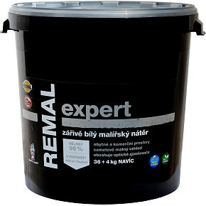 REMAL Expert žiarivo biela maliarska farba na stenu, 36+4 kg