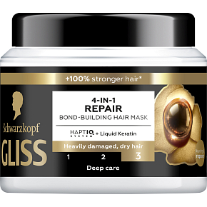 Schwarzkopf Gliss regeneračná vlasová maska 4 v 1 pre silne poškodené a suché vlasy, 400 ml
