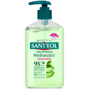 Sanytol Zelený čaj & Aloe Vera dezinfekčné hydratačné mydlo na ruky 250 ml s dávkovačom