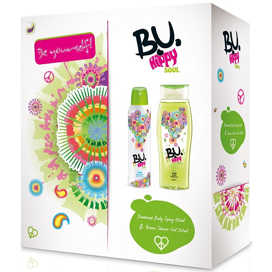 BU Hippy Soul dezodorant sprej 150 ml + sprchový gél 250 ml, pre ženy darčeková sada