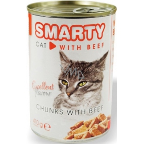 Smarty Chunks Cat s hovädzím kompletné krmivo pre mačky 410 g