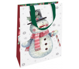 Nekupto Darčeková papierová taška s razbou 17,5 x 11 x 8 cm Vianočný snehuliak