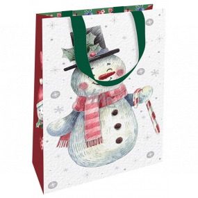 Nekupto Darčeková papierová taška s razbou 17,5 x 11 x 8 cm Vianočný snehuliak