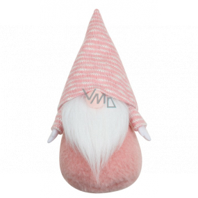 Ružový elf s klobúkom s prúžkami 21 cm 1 kus na stojane