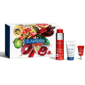 Clarins Men Energizing Essentials energizujúci gél na tvár 50 ml + čistiaci penivý gél 30 ml + energizujúci očný gél-krém proti známkam únavy 3 ml + kozmetická taška, kozmetická sada pre mužov