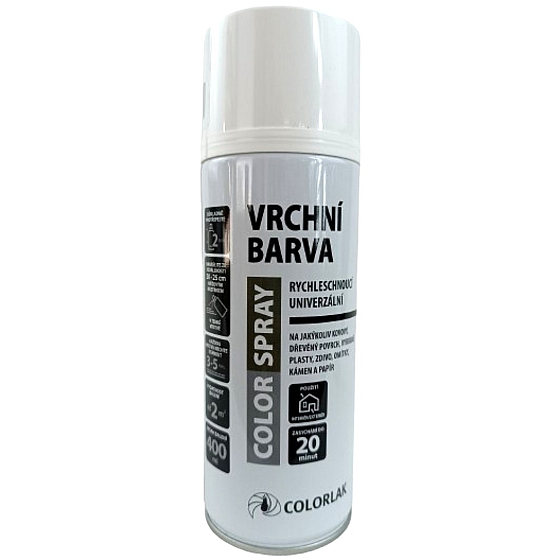 Colorlak Color spray RAL9010 vrchný náter biely lesklý sprej 400 ml