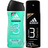 Adidas Ice Effect 3v1 sprchový gél na telo, vlasy a tvár pre mužov 250 ml + 3 Control antiperspirant dezodorant sprej 150 ml, kozmetická sada