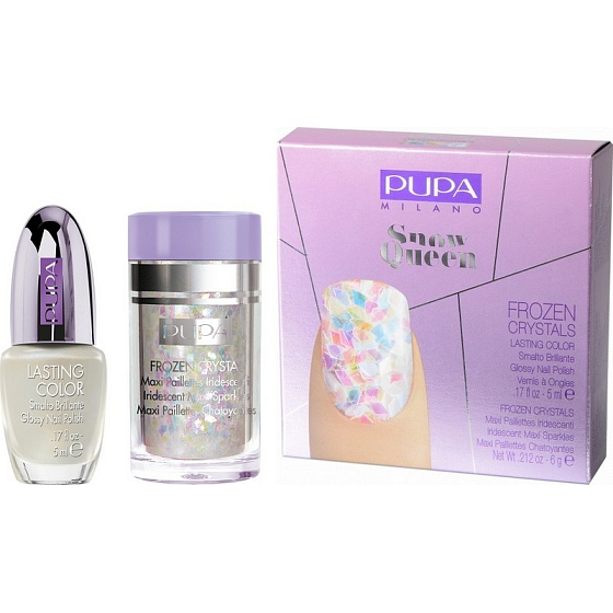 Pupa Snow Queen Nail Art Kit sada na nechty s dúhovým leskom 001 Snow Lights 1 kus