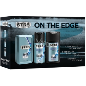 Str8 On The Edge voda po holení 50 ml + dezodorant sprej pre mužov 150 ml + sprchový gél 250 ml, kozmetická sada