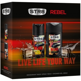 Str8 Rebel dezodorant sprej pre mužov 150 ml + sprchový gél 250 ml, kozmetická sada