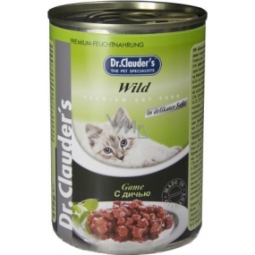 Dr. Clauders Wild Zverina s jemnými kúskami kompletné krmivo pre mačky 415 g