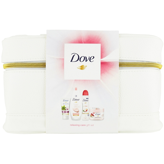 Dove Glowing Clay sprchový gél 250 ml + Pomegranate Seeds & Shea Butter Scent telový peeling 225 ml + Nourishing Secrets Awakening Ritual krém na ruky 75 ml + Go Fresh Jablko & Biely čaj antiperspirant sprej 150 ml + taška, kozmetická sada