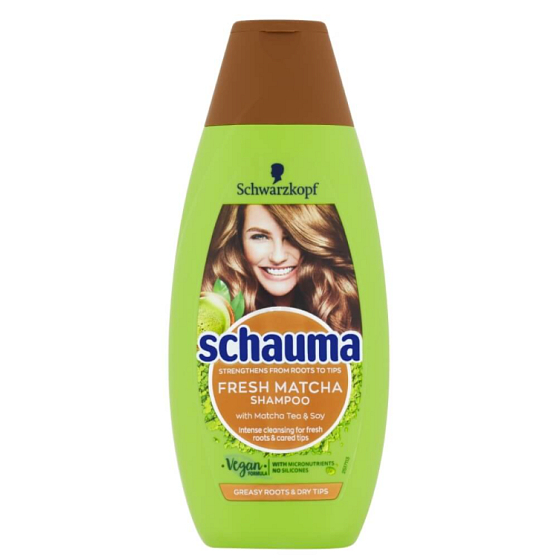 Schauma Fresh Matcha s mikroživinami šampón na vlasy pre mastné korienky a suché končeky 250 ml