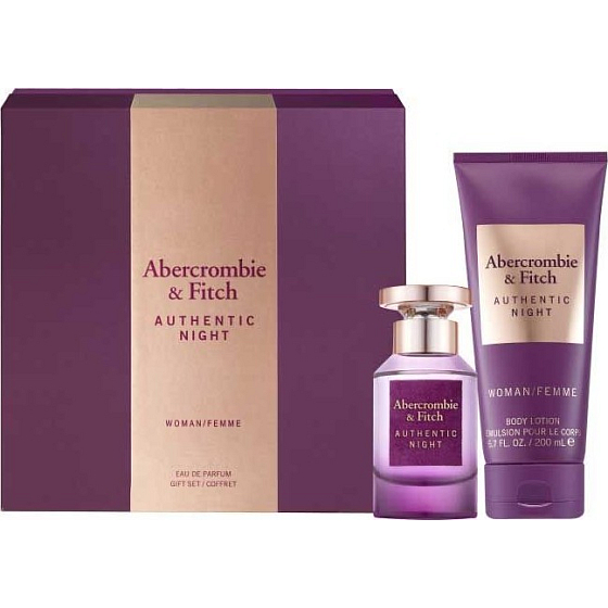Abercrombie & Fitch Authentic Night Woman toaletná voda pre ženy 50 ml + telové mlieko 200 ml, darčeková sada